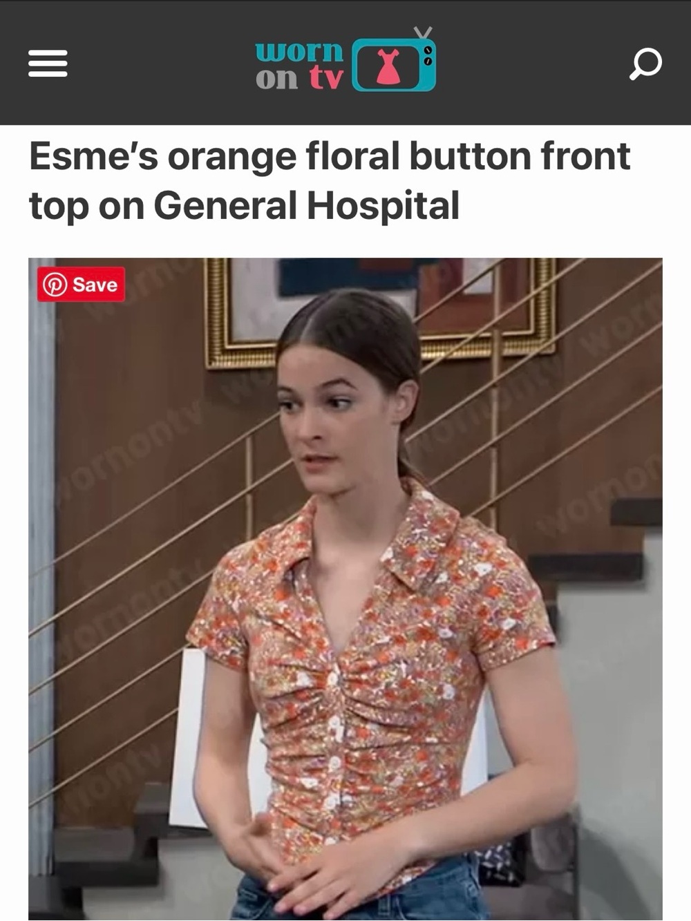 Anthropologie Maeve Ruched Button-Front Citrus/Floral Top, seen on General Hosp! - Picture 2 of 16